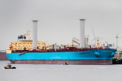 Maersk Pelican’s engines absorbed the variable loads from the Flettner tow effect. Photo: Norsepower